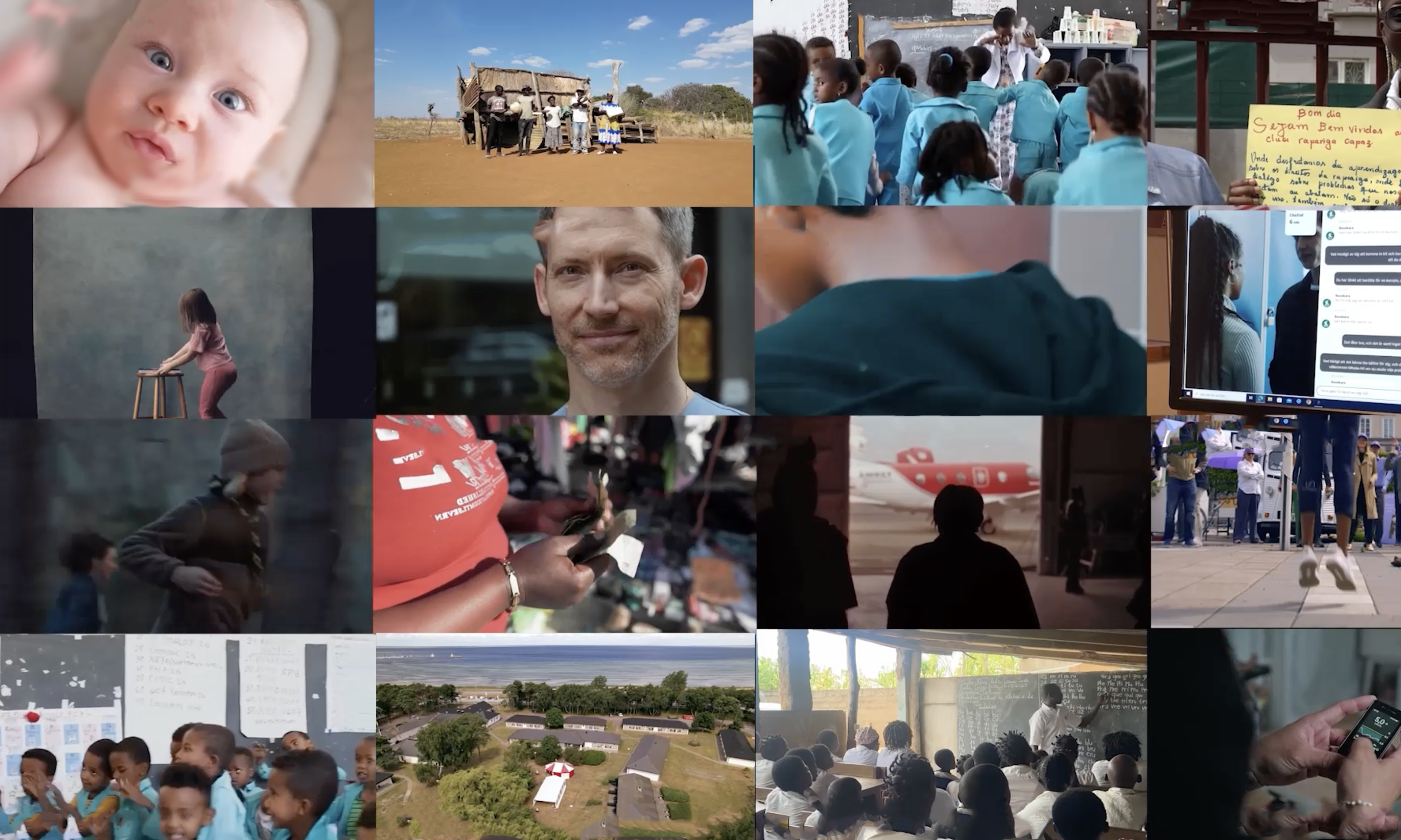 olika bilder från flera organisationer i små rutor